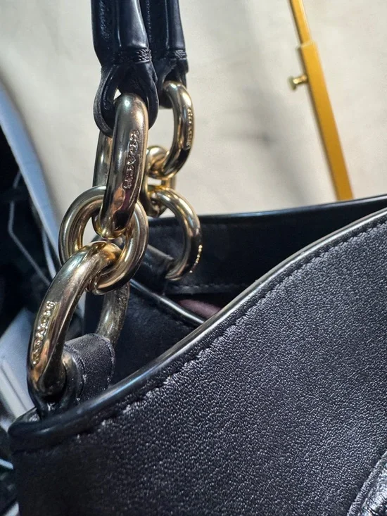 Coach Black Lexy Quilted Leather Shoulder Tote with Gold Hardware - Picture 6 of 12